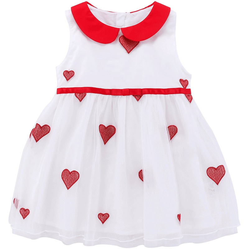 商场同款小红豆女童连衣裙宝宝刺绣网纱裙儿童蓬蓬裙洋气公主裙子