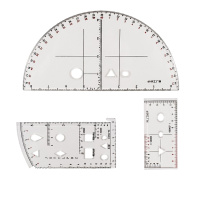 炮兵指挥尺三件套 地理坐标尺坐标梯尺小指挥尺半圆尺多功能作业尺识图绘图军事地形学绘图密位尺