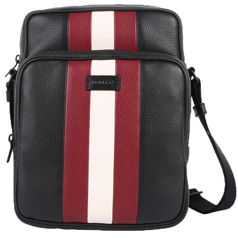 BALLY/巴利 BLOMM 男包黑色粒面牛皮革记者包单肩包斜挎包6221743