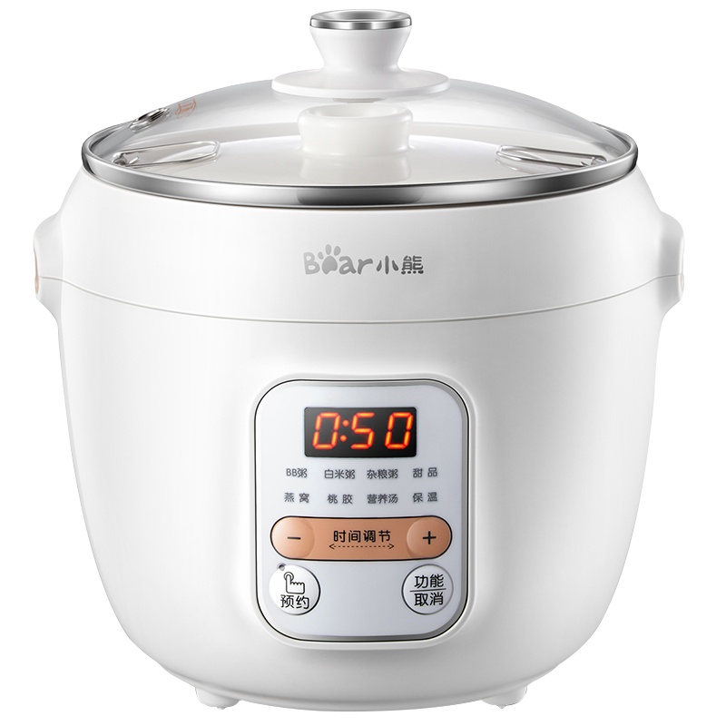 小熊(Bear)电炖锅 电炖盅小容量隔水炖陶瓷燕窝炖盅煮粥锅迷你宝宝辅食bb煲 DDZ-C10F1