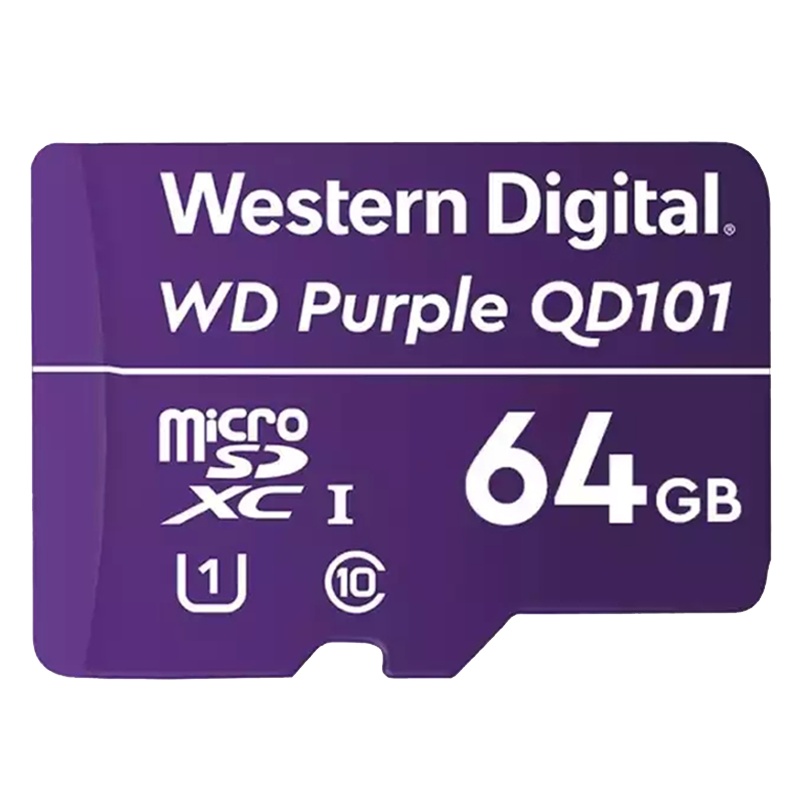 西部数据(WD)64GB TF卡 手机内存卡 行车记录仪/安防监控专用视频存储卡 耐用型CLASS 10