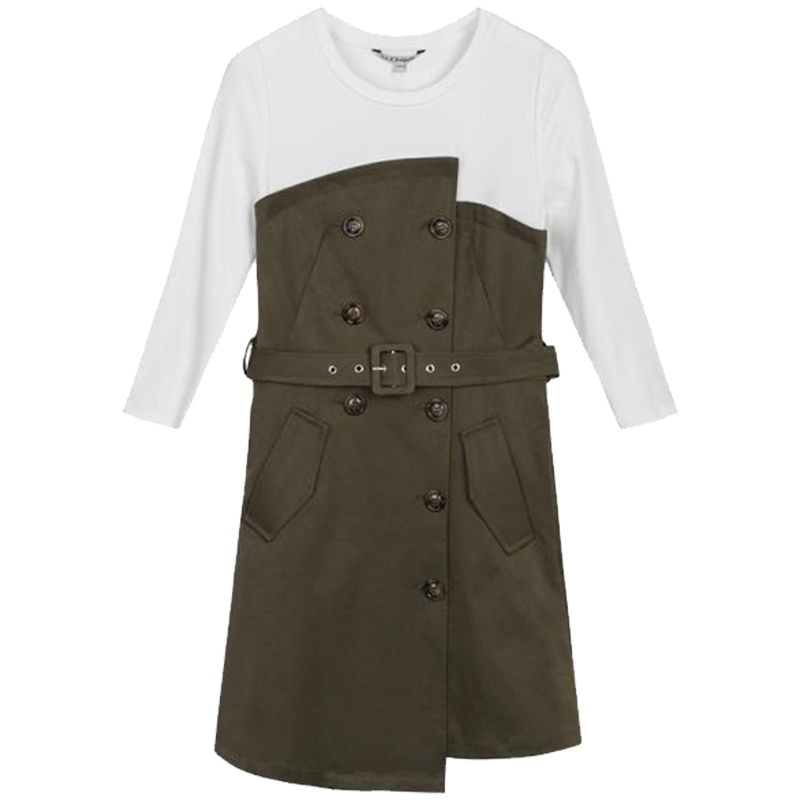 【热卖】拉夏贝尔连衣裙女2019夏季新款韩版修身显瘦假两件中长款a字裙子10015637