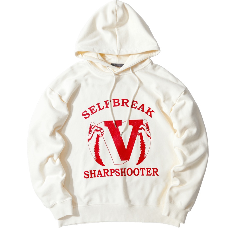 黑鲸撞色印花落肩连帽卫衣2019春季上衣男女同款CNZWJ19007A