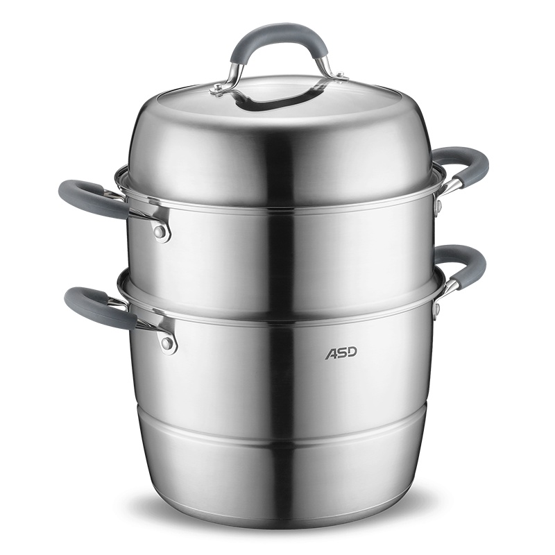 爱仕达(ASD)28CM蒸锅 不串味304不锈钢蒸锅三层复底蒸锅具 ZS28E1Q 带蒸笼屉