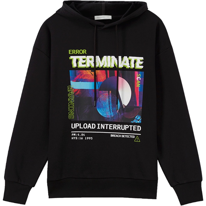 [1件5折价:70]美特斯邦威卫衣男新款春季前胸个性印花连帽卫衣