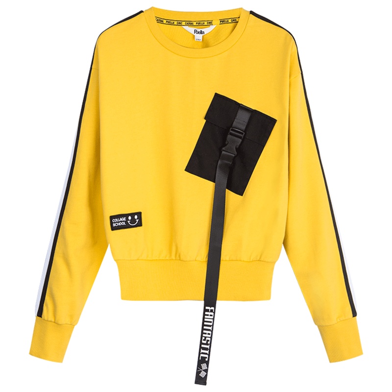 上新拉夏贝尔Puella冬季新款韩版学生个性口袋装饰长袖ins套头卫衣女20011756