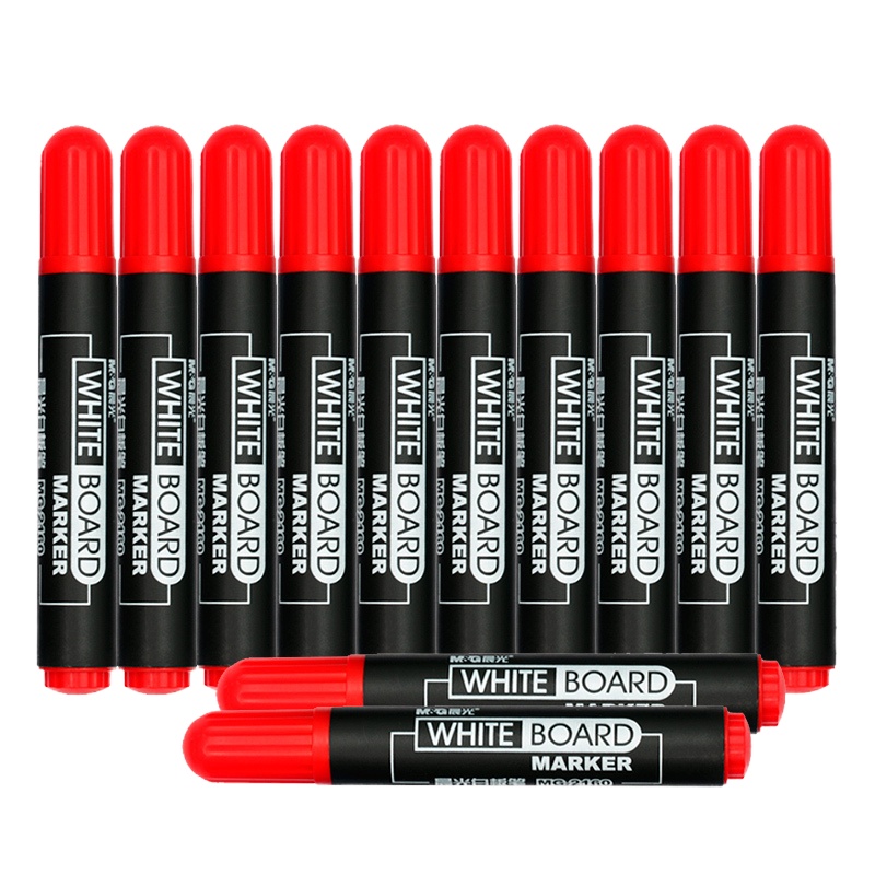 晨光(M&G)-2160白板笔 易擦水性笔办公大头笔 可擦白板笔 10支/盒 红色(一盒价)
