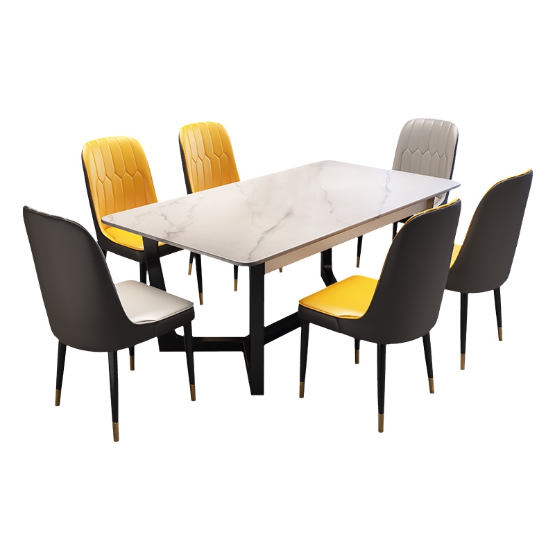 轻奢岩板餐桌椅组合意式极简家用餐厅小户型现代简约长方形吃饭桌