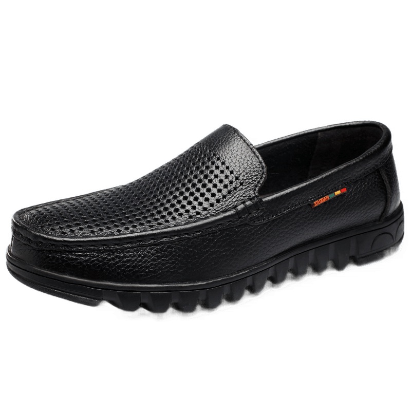 策乐(cele)男鞋头层牛皮皮鞋男套脚休闲鞋男软底舒适爸爸鞋套脚商务休闲鞋DP-867