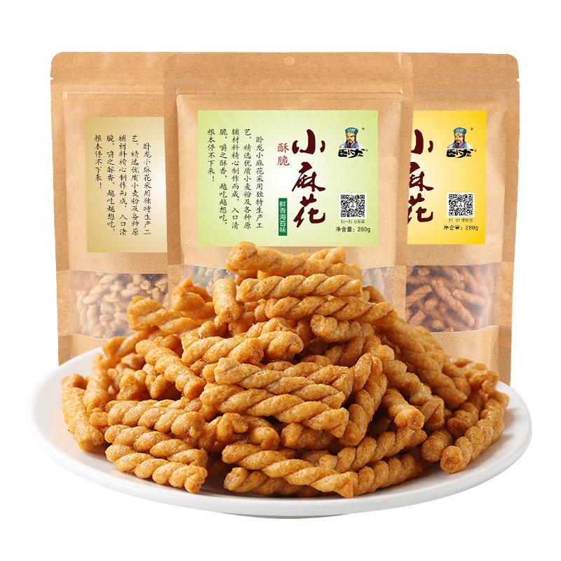 [买1送1]卧龙网红手工小麻花280g袋装多口味办公室女生追剧好吃点小零食休闲食品襄阳特产