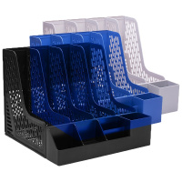 得力(deli)78980三联文件筐 自带笔筒 黑色