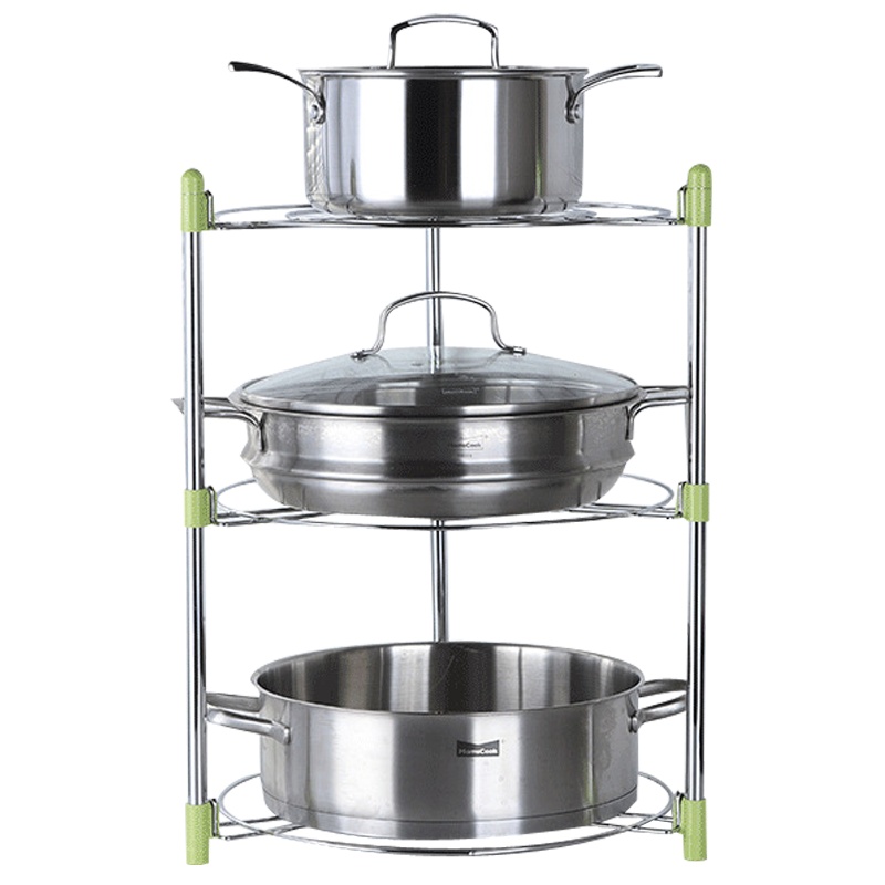 弘拜 不锈钢多功能厨房锅架 锅具收纳架子 双层炒锅汤锅不锈钢放锅架 三层五层收纳置物架