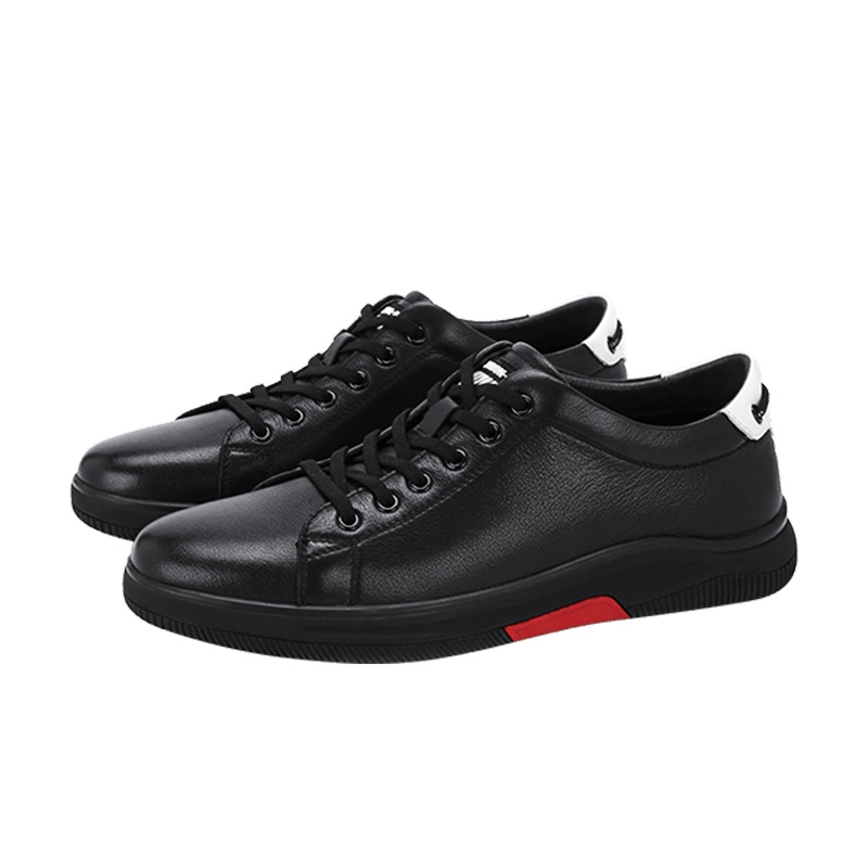 木林森男鞋春季新款休闲板鞋头层牛皮小白鞋男士潮鞋真皮鞋子