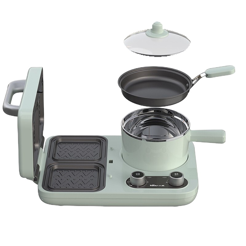 小熊(bear) DSL-A13F1多士炉 烤面包机三明治机电饼铛电热锅电火锅电蒸锅多功能早餐机多配置组合一体机