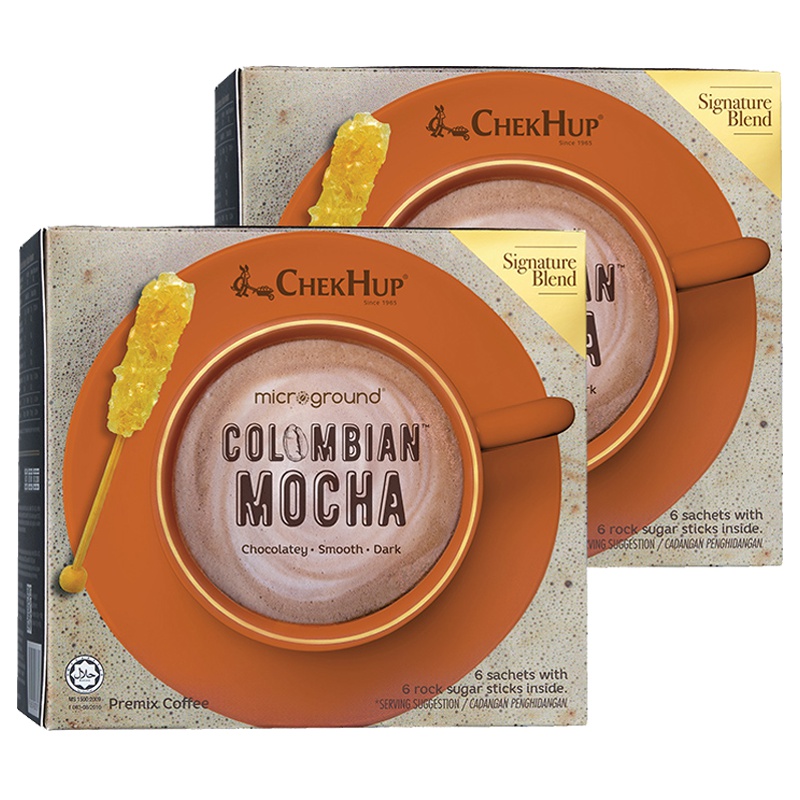 马来西亚原装进口 泽合怡保哥伦比亚摩卡咖啡 速溶咖啡粉228g(咖啡包28g*6+冰糖棒10g*6)*2盒