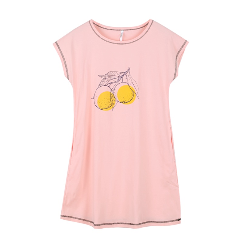 红豆居家Hodohome纯棉短袖水果睡裙女夏季薄款韩版清新学生家居服短裙