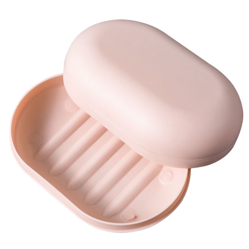 洗衣肥皂盒带盖大号卫生间双层沥水时尚学生宿舍旅行家用香皂盒 普通款--肉粉色