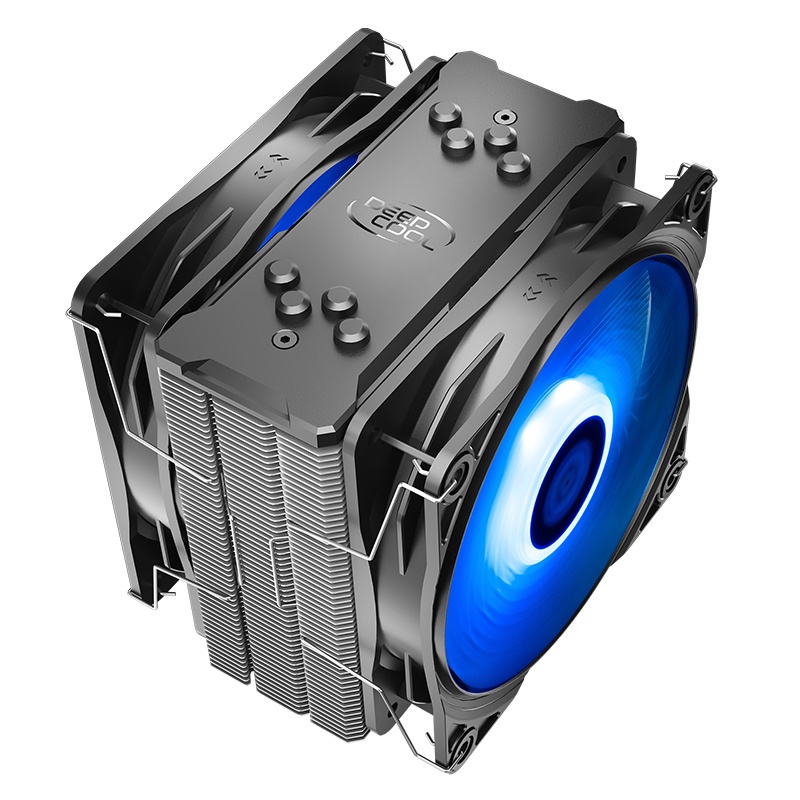 九州风神(DEEPCOOL)玄冰400双刃 CPU风冷散热器(56片鳍片/多平台/支持AM4/4热管/两12CM风扇/附