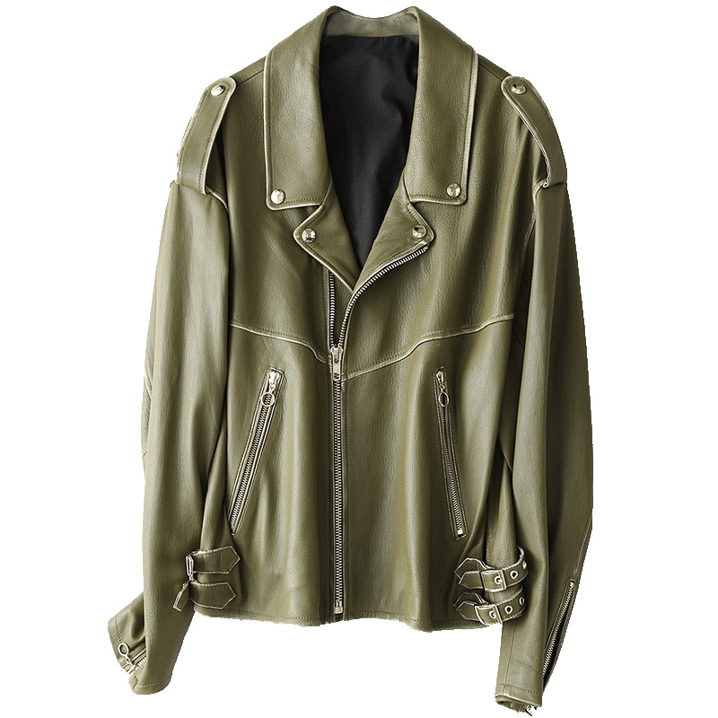 憨厚皇后 2019海宁春季新款真皮皮衣女士夹克修身山羊皮休闲外套T
