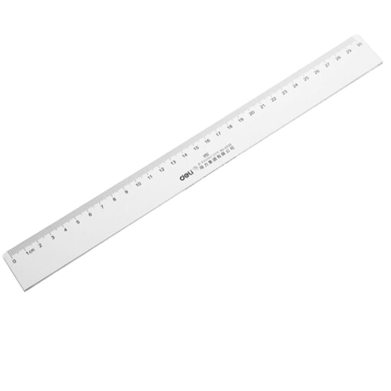 得力(deli) 塑料直尺 耐磨低误差透明尺子直尺 工程测量 绘图制图 6230/30cm