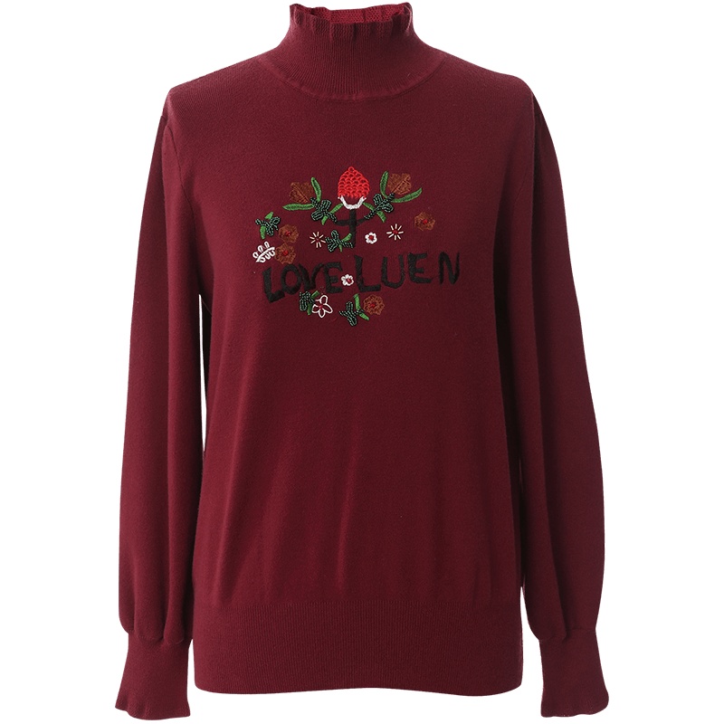 OUNIXUE欧昵雪 | [保暖半高领针织衫]秋冬季休闲风打底衫宽松长袖套头毛衣女