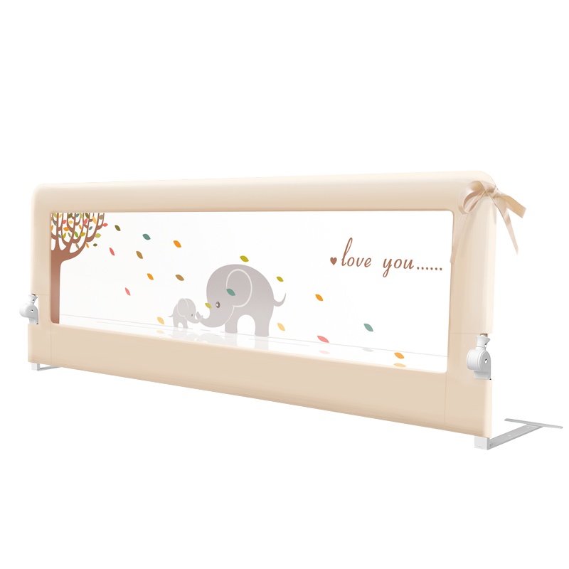 [苏宁自营]棒棒猪 婴儿童床护栏杆1.5米 米白亲子象 BBZ-311 宝宝防摔掉床边挡板ABS材质 通用大床围栏1面装