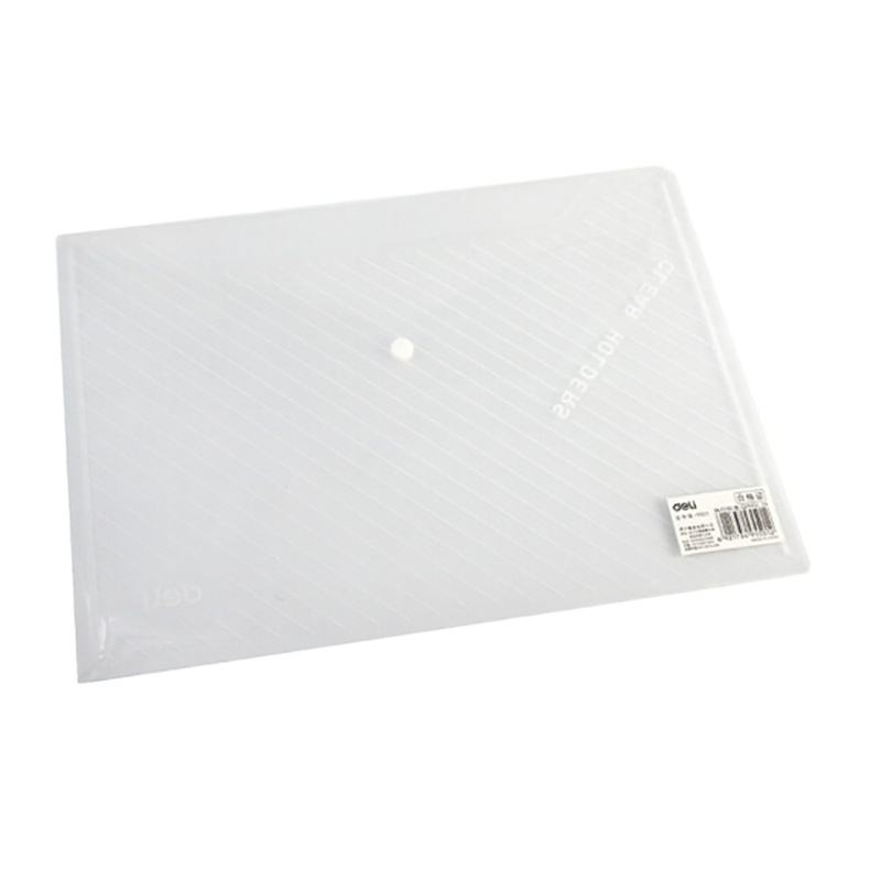 得力(deli)单个装A4透明防水文件袋 按扣资料袋档案袋5501A