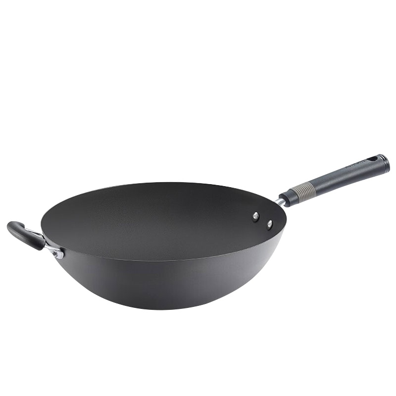 苏泊尔(SUPOR)炒锅有钛真不锈炒菜锅家用铁锅无涂层燃气适用明火专用 无盖有副手柄 32cm EC32AH02