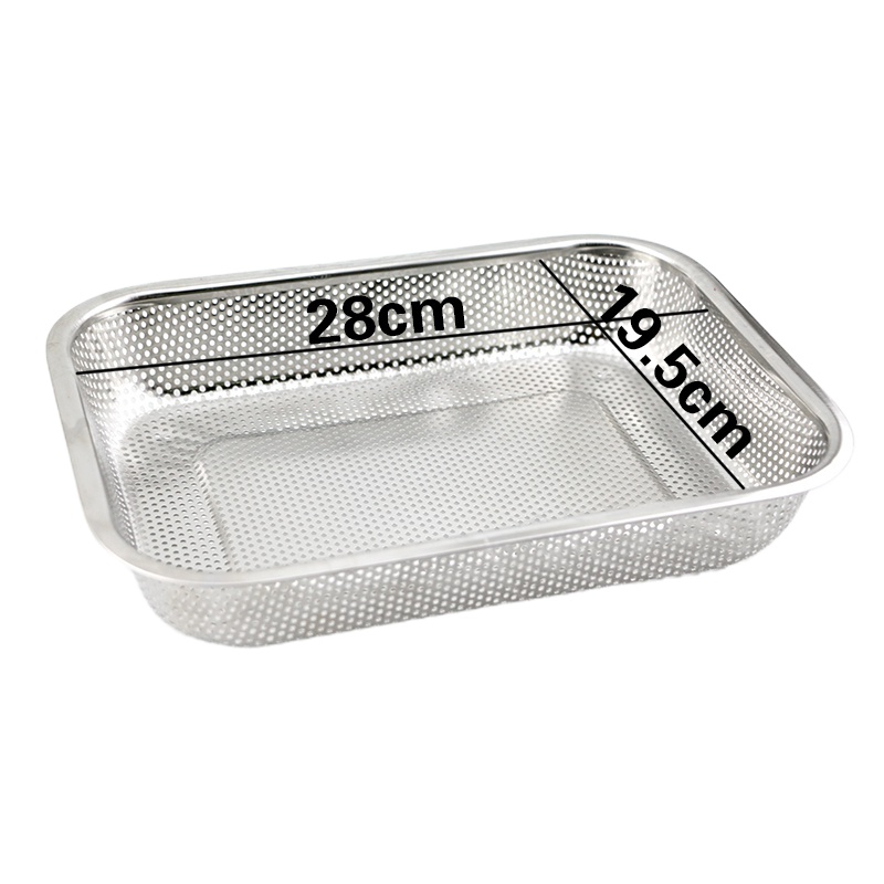 不锈钢漏盆沥水盆长方形过滤网网篮沥水筛水果蓝洗菜淘米盆 FENGHOU 粗孔35*26*5洗菜篮洗菜篮