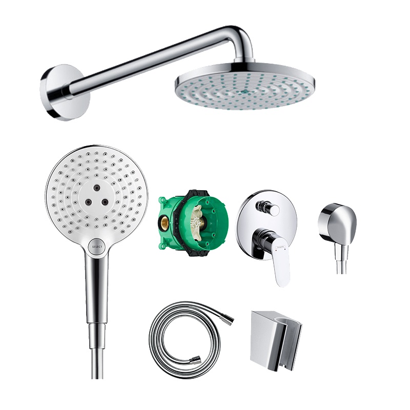 汉斯格雅hansgrohe双飞雨240mm大顶喷3速飞雨手持花洒精铜材质多出水入墙式暗装花洒组合套装15738407