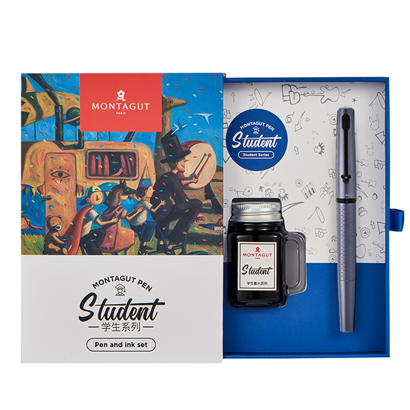 梦特娇(Montagut)M917钢笔墨水套装 专用练字美工钢笔墨囊可替换 办公高档硬笔弯头尖书法笔 签字笔 签名笔