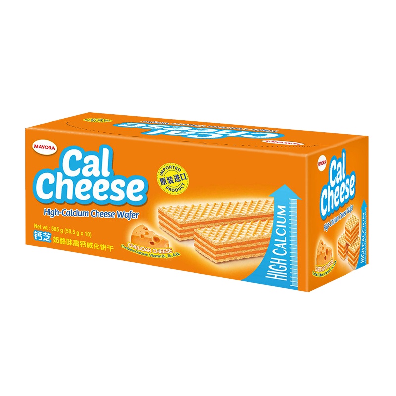 钙芝(calcheese) 进口饼干 奶酪味高钙威化饼干58.5g*10包