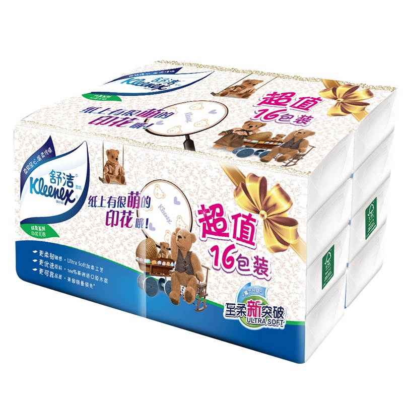 Kleenex舒洁小熊印花抽纸120抽16包