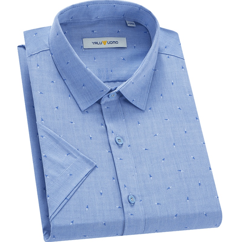 雅鹿男装短袖衬衫男中青年男士商务休闲薄款刺绣衬衫019F