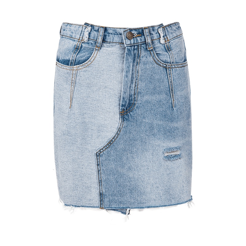 晚白2019夏季新品休闲减龄高腰牛仔裙洗水修身百搭A字半身裙女