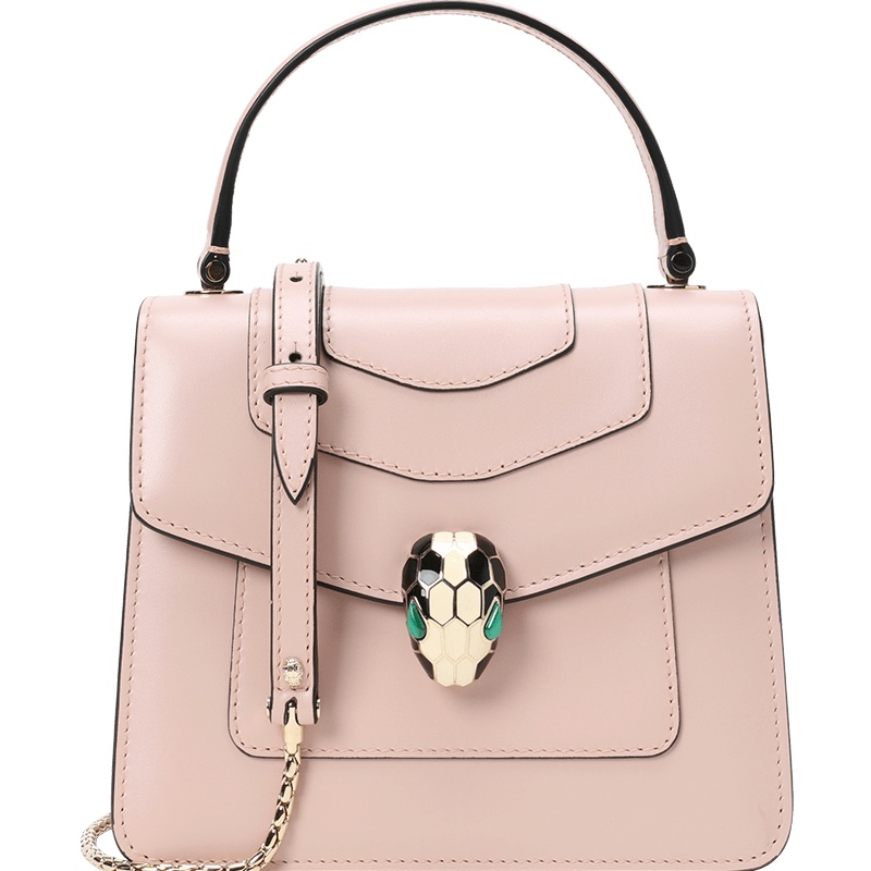 BVLGARI/宝格丽 女款单肩斜挎手提蛇头包 小号 红色