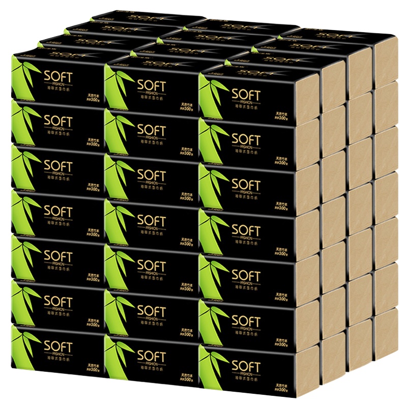 舒可乐抽纸4层加厚竹浆本色 整箱批发家庭装实惠装2901-30包