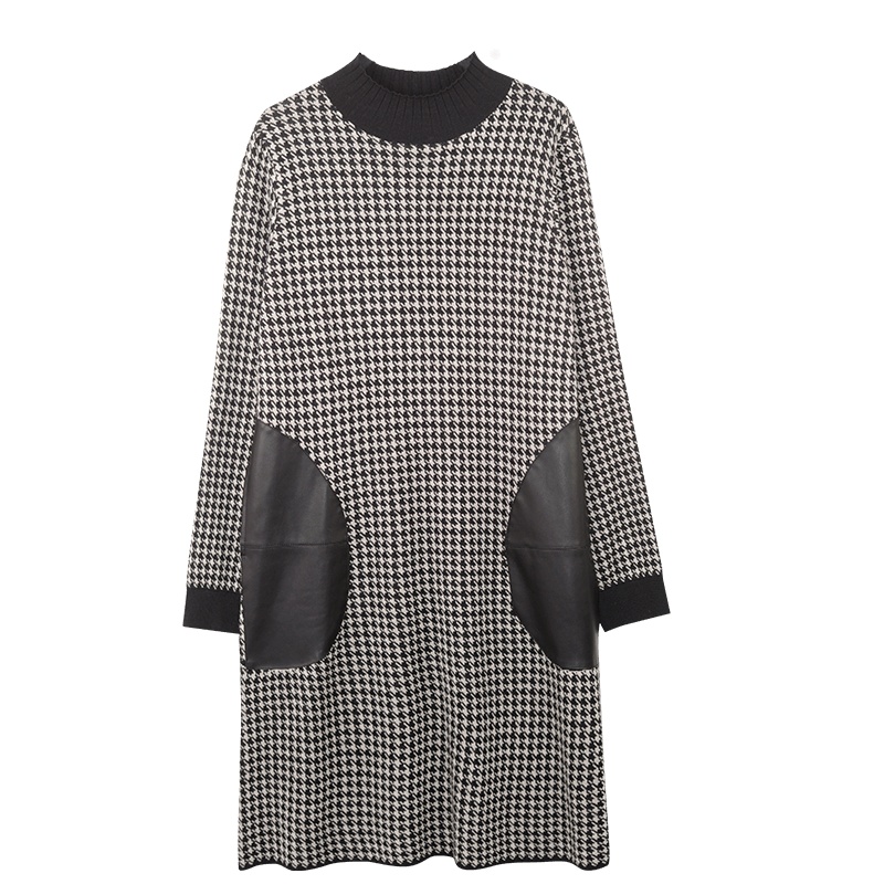 金菊秋冬新款连衣裙女韩版羊毛针织时尚打底裙子中长款冬裙