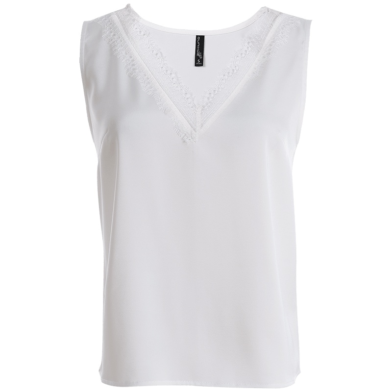 欧昵雪夏季气质蕾丝V领无袖吊带背心女内搭打底外穿上衣