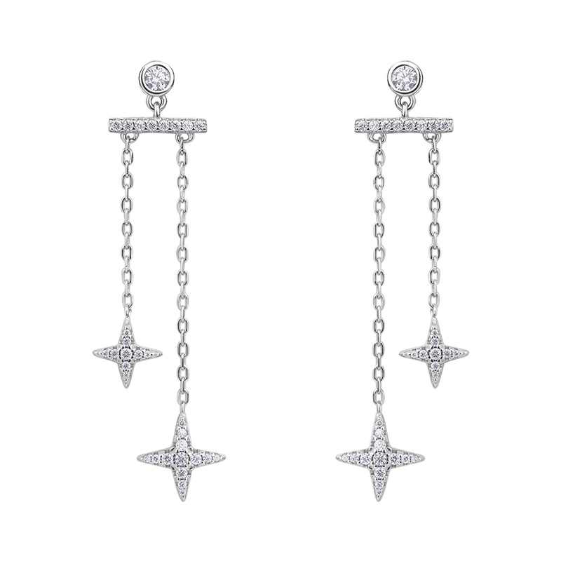 DTOTO 璀璨繁星耳环 长款流苏星辰造型 优雅女士耳饰 925银