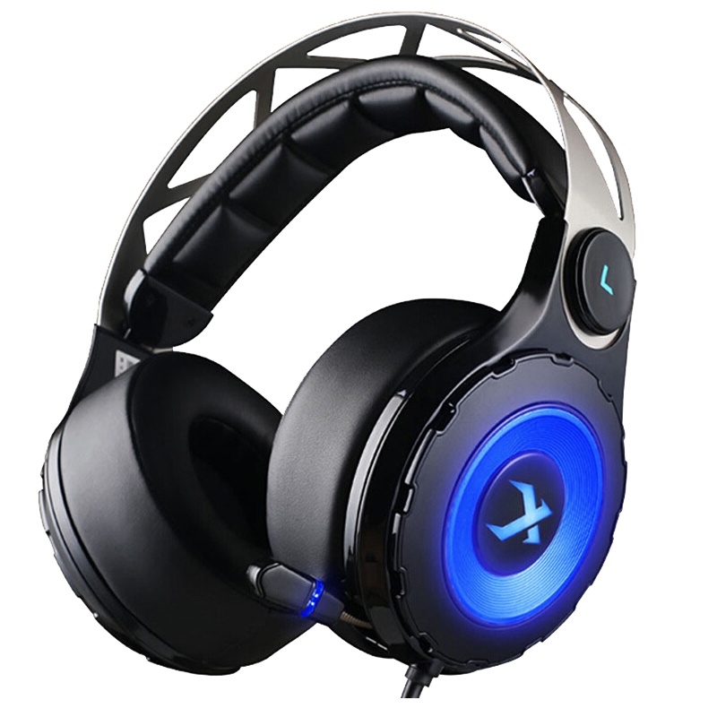 西伯利亚 T18 电竞游戏耳机头戴式7.1声道电脑耳麦带麦 七彩发光伸缩麦吃鸡绝地求生 黑色