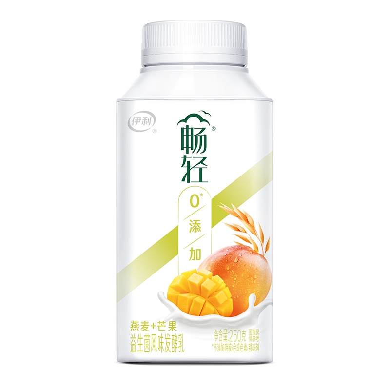 伊利畅轻酸奶益生菌风味发酵乳燕麦+芒果味250g*9瓶装
