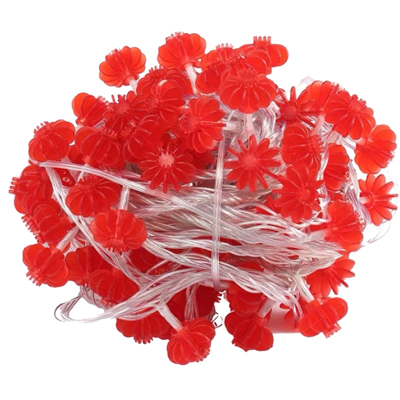 灯笼小彩灯插电 户外春节元旦新年庭院阳台装饰灯串 红色30M300灯/卷