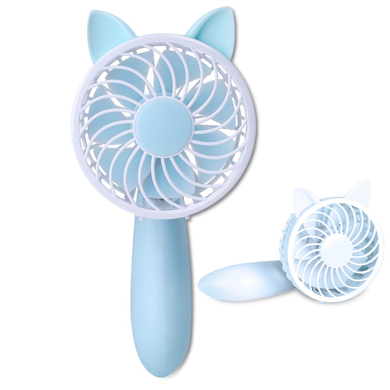 ESCASE 手持小风扇 手拿迷你便携桌面手机支架 USB充电线 学生宿舍电动静音电风扇 HFI8+星空蓝