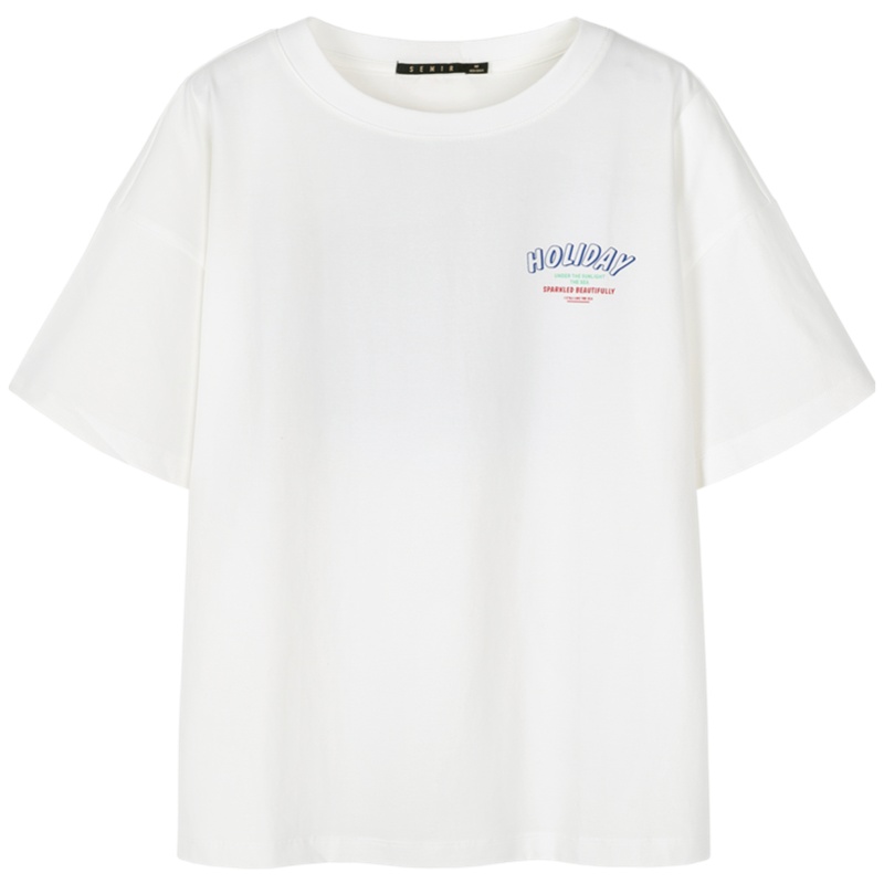 【满198减100预估价：32】森马夏季印花休闲短袖t恤女装宽松薄上衣内搭潮流打底衫小众设计