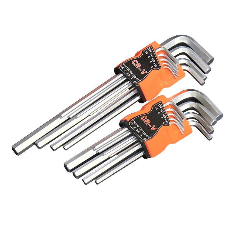 海斯迪克 gnjz-65 扳手套装内六角扳手 内6角螺丝刀 梅花米字六方边公制多功能组合扳手工具(9件套平头特长款)