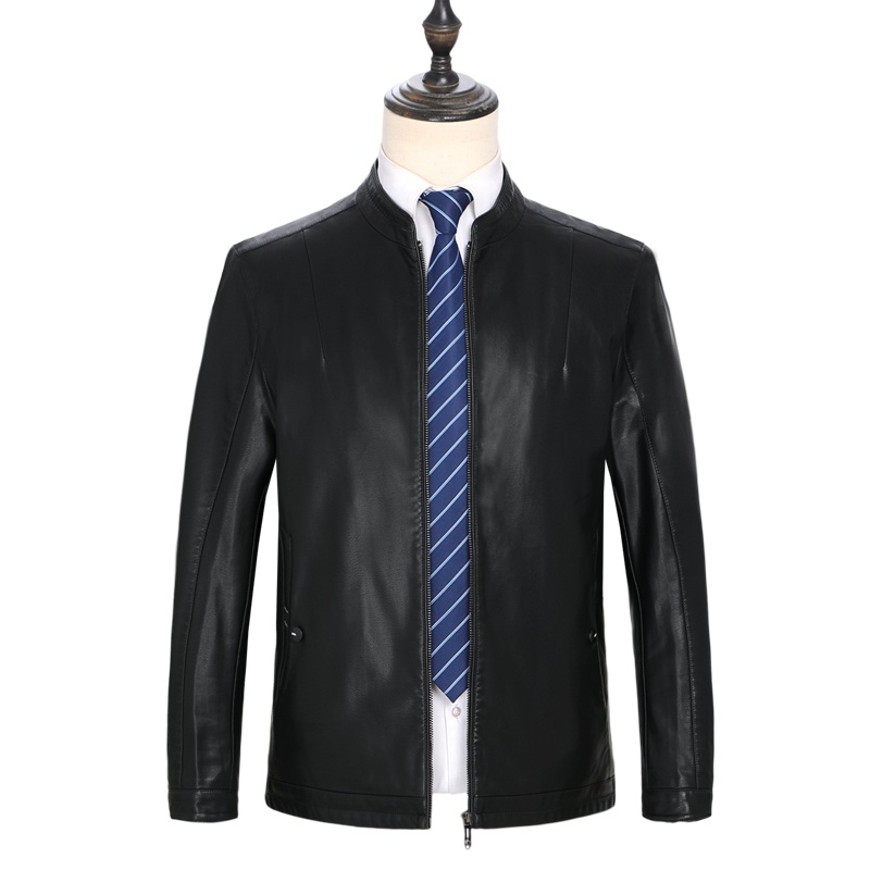 恒源祥男士皮衣秋冬款男士皮衣PU中年商务休闲男立领夹克衫爸爸装