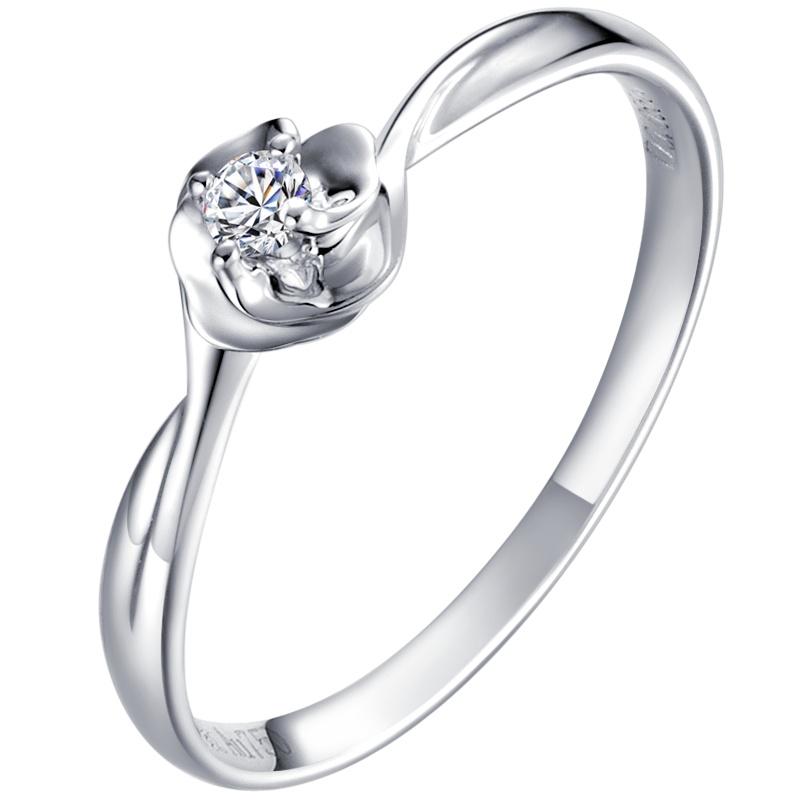 周大生定价钻石戒指 女士18K白金钻石女戒送恋人自戴求婚结婚款