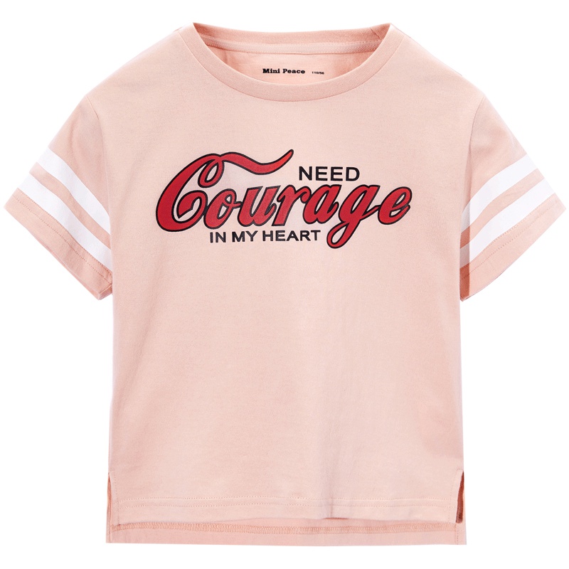 男童短袖T恤字母胶印宽松儿童半袖女体恤太平鸟童装夏装新款