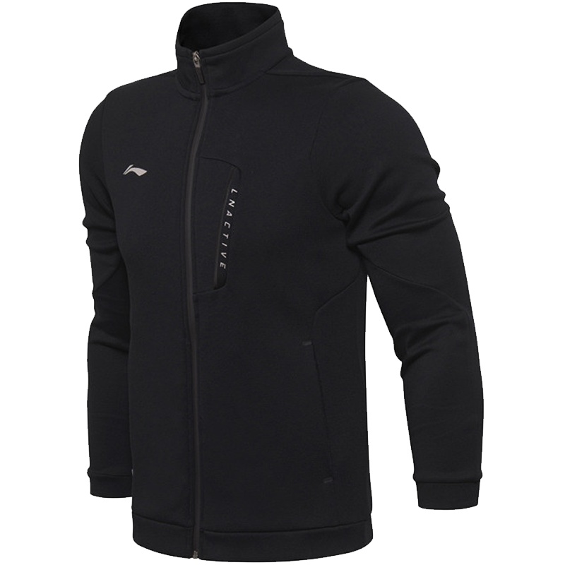 李宁男子防泼水开衫长袖外套立领运动卫衣